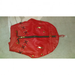 Manteau Cuir rouge type perfecto DPI