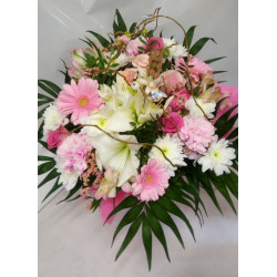 Bouquet bulle rose et blanc